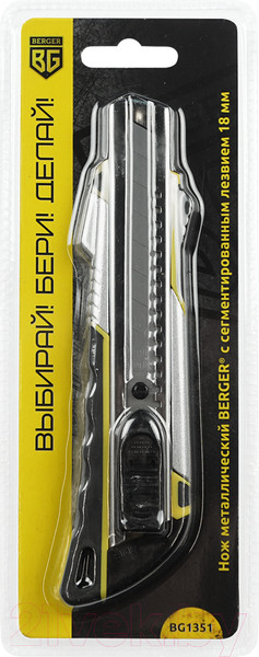 Изображение товара Нож пистолетный BERGER Металлический с сегментированным лезвием 18мм / BG1351