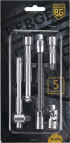 Изображение товара Набор удлинителей слесарных BERGER 1/4" / BG2092 (5 предметов)