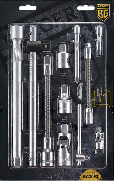 Изображение товара Набор удлинителей слесарных BERGER 1/2"-1/4" / BG2093 (11 предметов)