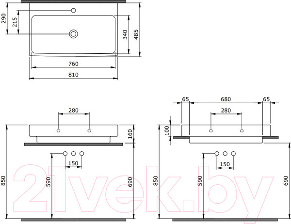 Изображение товара Умывальник Berges Strati 80x48.5 182007