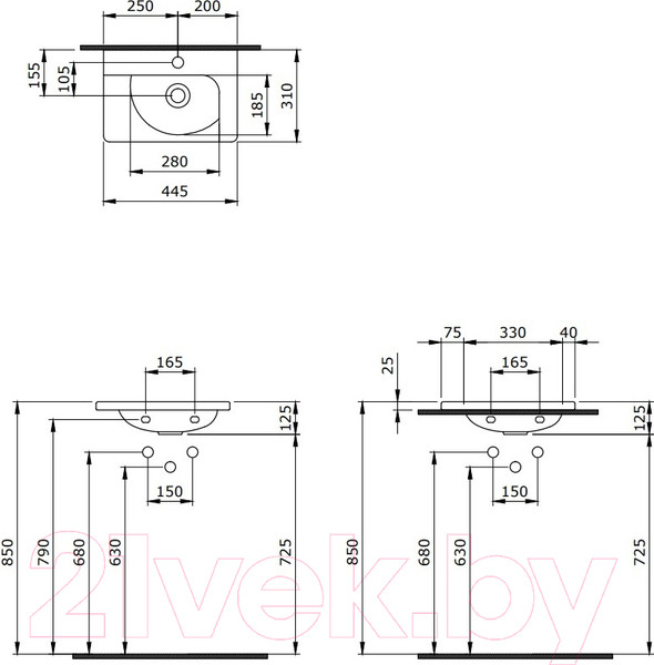 Изображение товара Умывальник Berges Small 45x31 182008