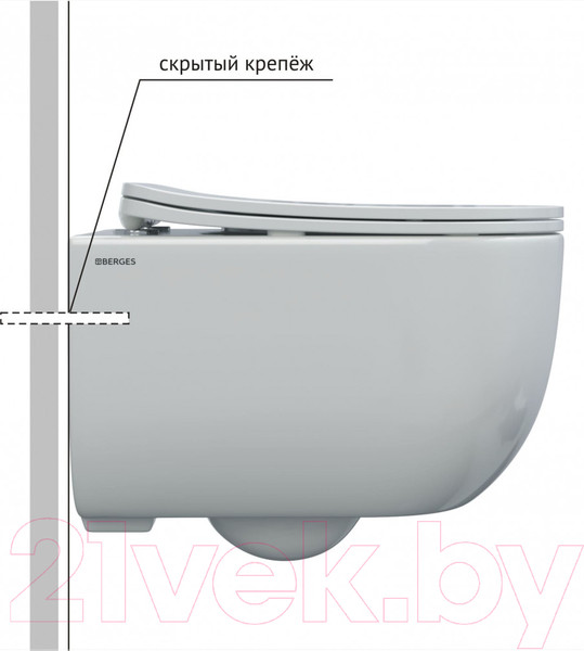 Изображение товара Унитаз подвесной с инсталляцией Berges Ventas Rimless / 043239 (с сиденьем)