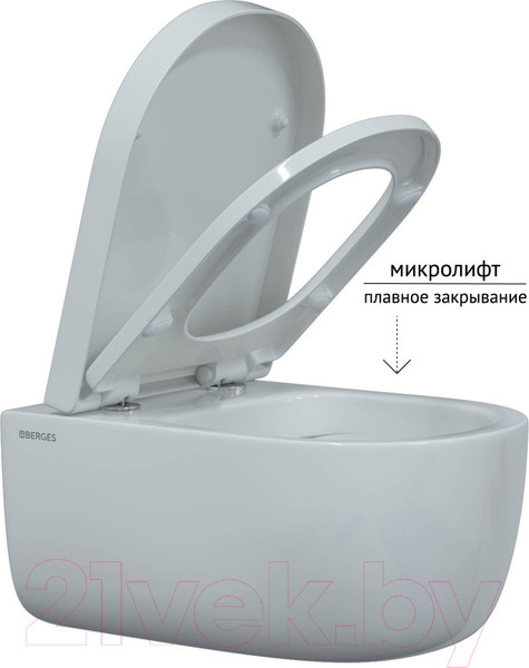 Изображение товара Унитаз подвесной с инсталляцией Berges Ego XL Rimless / 043302 (с сиденьем)