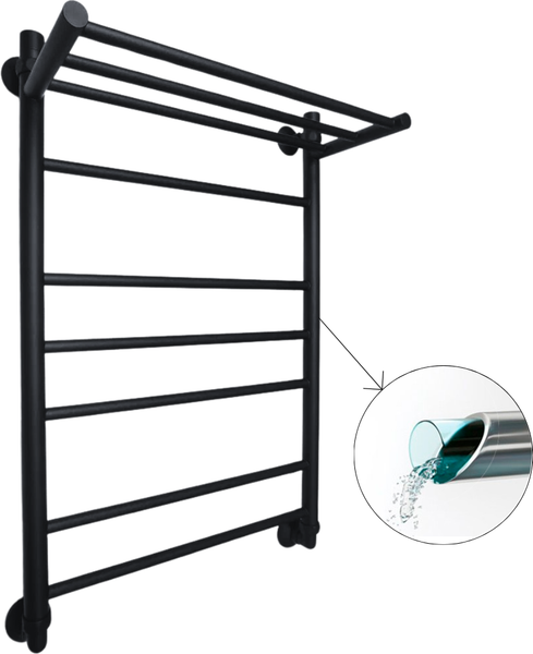 Изображение товара Полотенцесушитель водяной Маргроид Вид 10 80x50 (с полкой черный матовый, полная комплектация)
