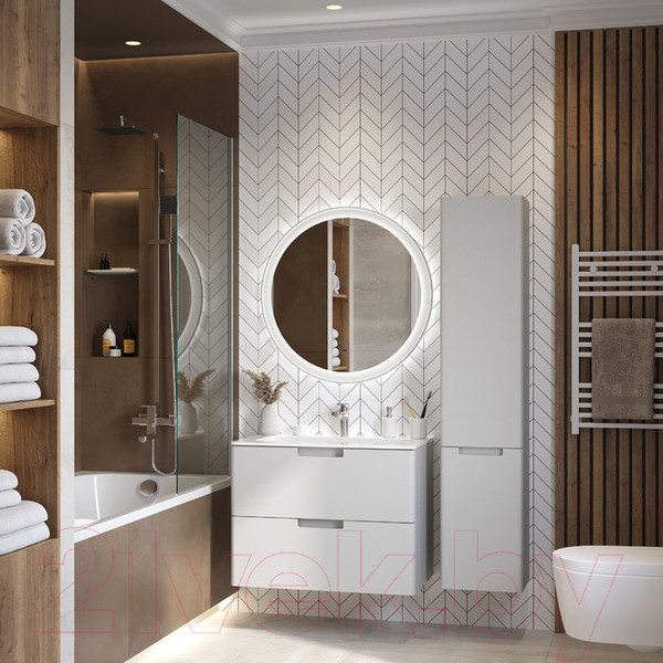 Изображение товара Зеркало Briz Прато Лайт 80 / 240 01-49080-00 00 ЛТ (с подсветкой и подогревом, светло-серый матовый)