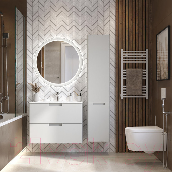 Изображение товара Шкаф-пенал для ванной Briz Прато Лайт 35 с б/к R / 240 04-06к35-00 02 ЛТ (светло-серый матовый)