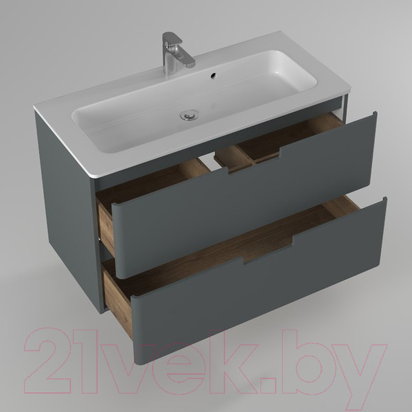 Изображение товара Тумба с умывальником Briz Прато Грэй 100 / 240 03-18100-16 00 ГР (темно-серый матовый)