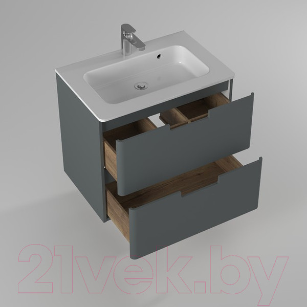 Изображение товара Тумба с умывальником Briz Прато Грэй 70 / 240 03-18070-16 00 ГР (темно-серый матовый)