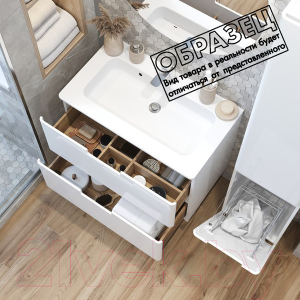 Изображение товара Тумба с умывальником Briz Прато Лайт 80 / 240 03-18080-16 00 ЛТ (светло-серый матовый)