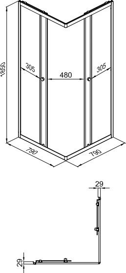 Изображение товара Душевой уголок Triton Вента-Блэк 80x80 (черный, без поддона)