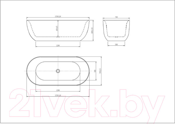 Изображение товара Ванна акриловая Aquatek Афина 170x78 AQ-144778Bl (черный, с ножками и сливом)