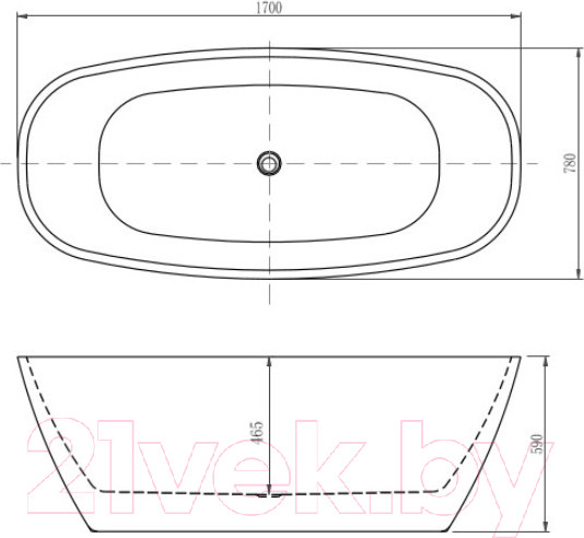 Изображение товара Ванна акриловая Aquatek Тера 170x78 AQ-128778Wt (с ножками и сливом)