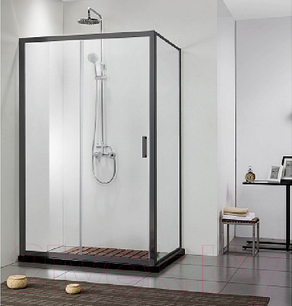 Изображение товара Душевая стенка Aquatek 100x200 / AQ ARI WA 10020BL (черный/прозрачное стекло)