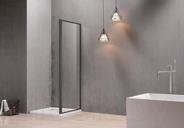 Изображение товара Душевая стенка Aquatek 90x200 / AQ ARI WA 09020BL (черный/прозрачное стекло)