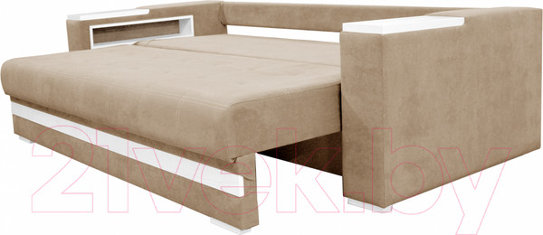 Изображение товара Диван Bobrovmebel Влада 8/2тнц раскладной ТНЦ + 2 пенала (микровелюр симпл 42 бежевый)