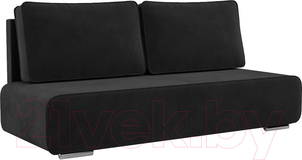 Изображение товара Диван Mebel-Ars Еврокнижка Марк (велюр черный НВ-178 17)