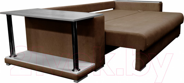 Изображение товара Диван Bobrovmebel Мегаполис раскладной стол слева (микровелюр симпл 45 коричневый)