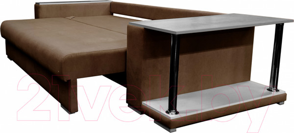Изображение товара Диван Bobrovmebel Мегаполис раскладной стол справа (микровелюр симпл 45 коричневый)