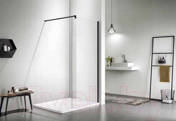 Изображение товара Душевая стенка Aquatek 100x200 / AQ WIW 10020BL (черный/прозрачное стекло)