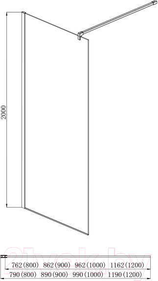 Изображение товара Душевая стенка Aquatek 100x200 / AQ WIW 10020BL (черный/прозрачное стекло)