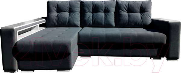 Изображение товара Диван угловой Bobrovmebel Влада 8/2дн левый накладки + полка и пенал (микровелюр симпл 54 серый)