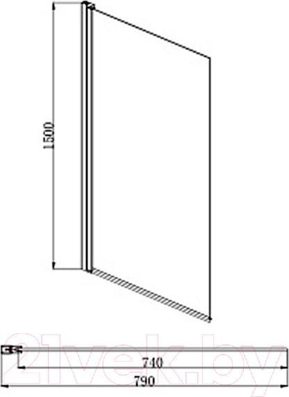 Изображение товара Стеклянная шторка для ванны Aquatek AQ DEL SBA 08015BL