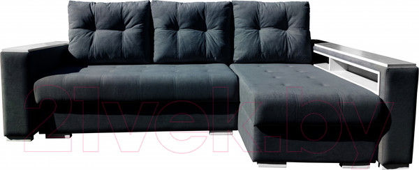Изображение товара Диван угловой Bobrovmebel Влада 8/2дн правый накладки + полка и пенал (микровелюр симпл 54 серый)