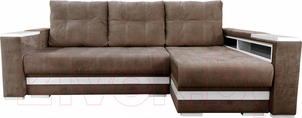 Изображение товара Диван угловой Bobrovmebel Влада 8/2тнц правый ТНЦ + полка и пенал (микровелюр симпл 45 коричневый)