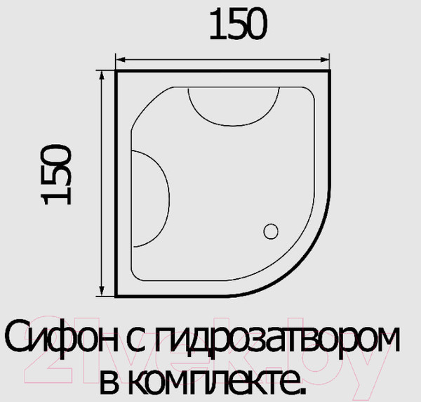Изображение товара Ванна акриловая Wemor 150/150/55 C