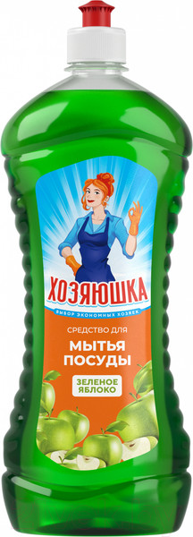 Изображение товара Средство для мытья посуды Хозяюшка Зеленое яблоко (900мл)