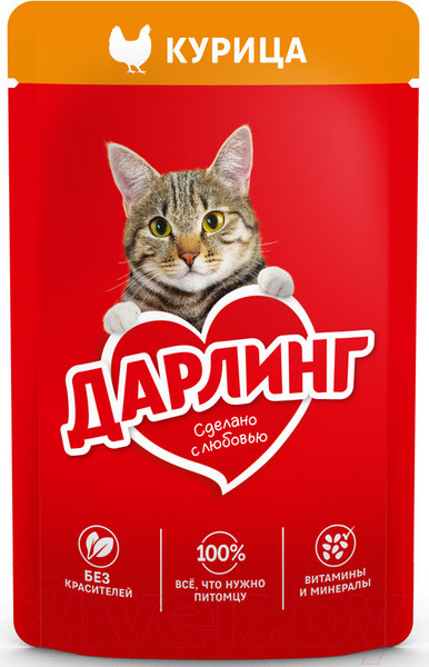 Изображение товара Влажный корм для кошек Дарлинг Курица в подливе (75г)