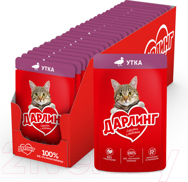 Изображение товара Влажный корм для кошек Дарлинг Утка в подливе (75г)