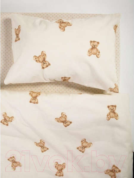 Изображение товара Комплект постельного белья Ночь нежна Тедди Стандарт Бязь 70x70 / 10480-1+10488-1