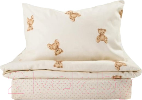 Изображение товара Комплект постельного белья Ночь нежна Тедди Стандарт Бязь 70x70 / 10480-1+10488-1