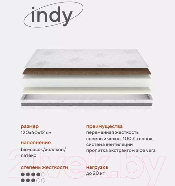 Изображение товара Детский матрас Rant Indy 120x60x12