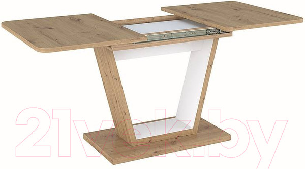 Изображение товара Обеденный стол Signal Nigel 120-160x80x76 (дуб артизан/белый матовый)