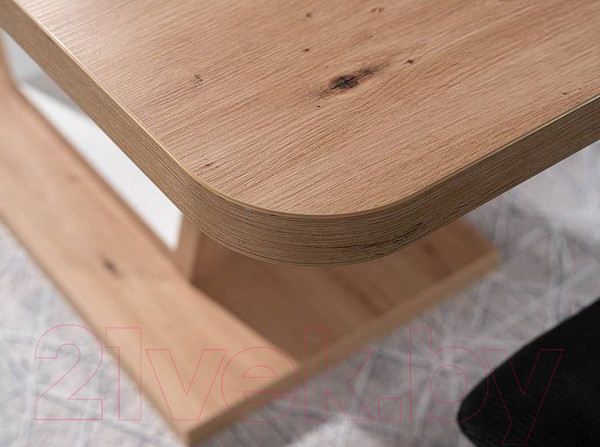 Изображение товара Обеденный стол Signal Nigel 120-160x80x76 (дуб артизан/белый матовый)