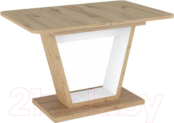 Изображение товара Обеденный стол Signal Nigel 120-160x80x76 (дуб артизан/белый матовый)