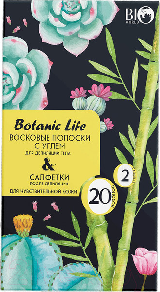 Изображение товара Набор для депиляции Bio World Полоски + Салфетки для чувствительной кожи тела (20шт+2шт)