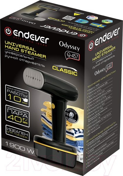Изображение товара Отпариватель Endever Odyssey Q-457 (черный/желтый)