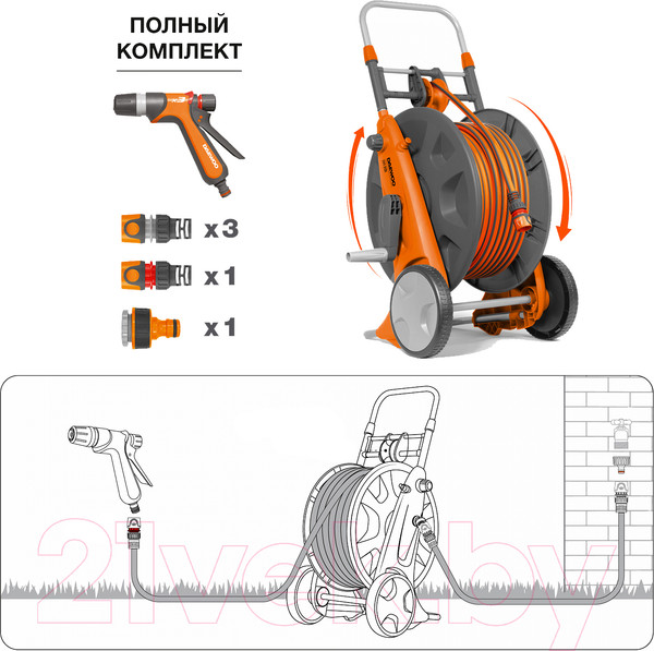 Изображение товара Тележка для шланга Daewoo Power DWR 2131 (набор для полива)