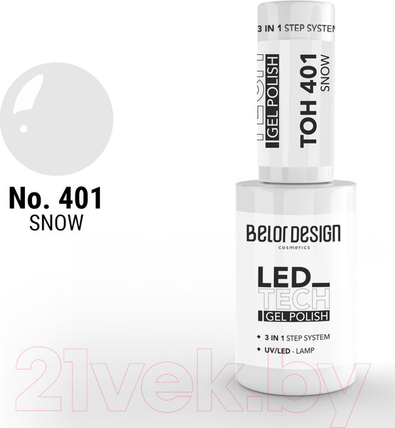 Изображение товара Гель-лак для ногтей Belor Design Led Tech тон 401 (6мл)