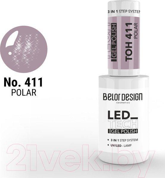Изображение товара Гель-лак для ногтей Belor Design Led Tech тон 411 (6мл)