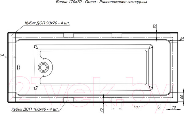 Изображение товара Ванна акриловая Aquanet Grace 170x70