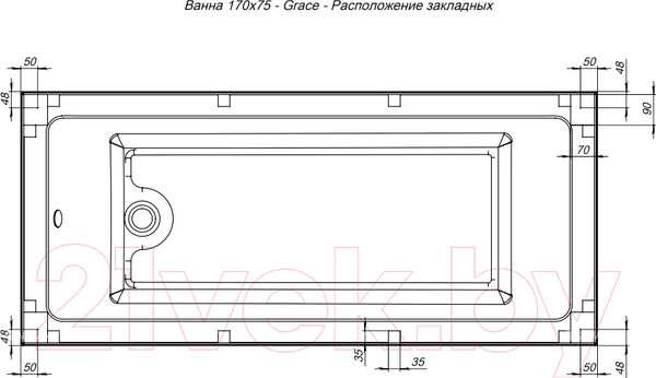 Изображение товара Ванна акриловая Aquanet Grace 170x75