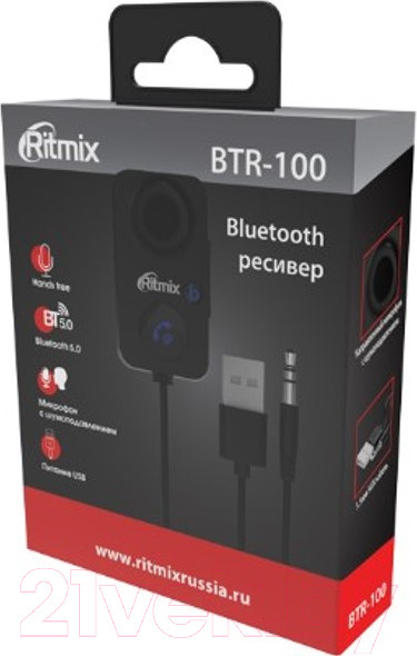 Изображение товара Bluetooth адаптер для автомобиля Ritmix BTR-100