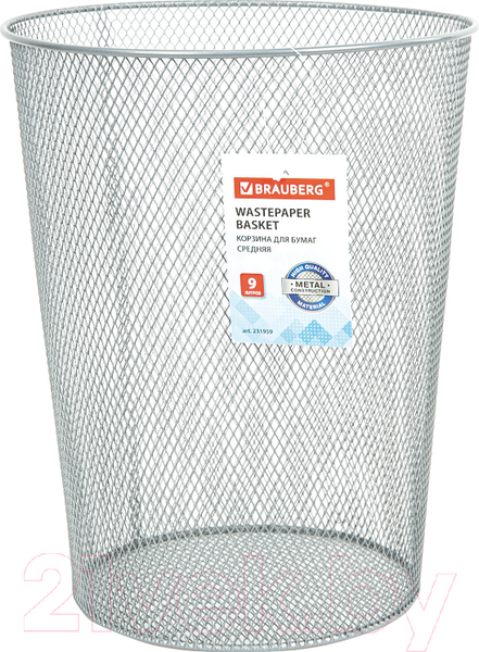 Изображение товара Корзина для бумаг Brauberg Germanium / 231959 (серебристый)