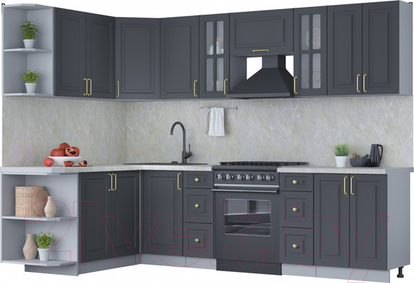 Изображение товара Кухонный гарнитур Интерлиния Мила Шато 1.7x2.8 левая (пепел/пепел/опал светлый)