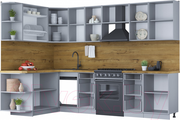 Изображение товара Кухонный гарнитур Интерлиния Мила Шато 1.7x2.9 левая (белый/белый/кастилло темный)