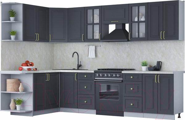 Изображение товара Кухонный гарнитур Интерлиния Мила Шато 1.7x3.0 левая (пепел/пепел/опал светлый)